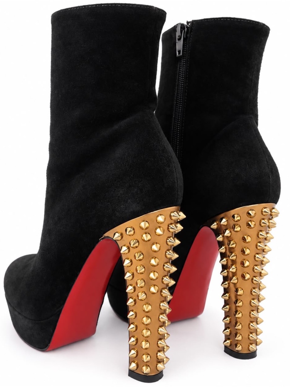Christian Louboutin Black Suede Spike Heel Platform Booties EU 41 -LAST PAIR